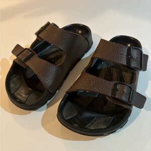 Birki’s by Birkenstock Brown Sandals with Adjustable Straps and Contoure…
